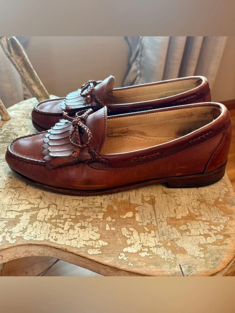 Allen Edmonds Woodstock Kiltie Loafers Brown Men's 10.5 D USA Leather Slip On